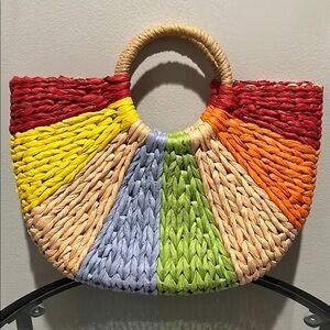 Multicolor Woven Tote Bag with Unique Design